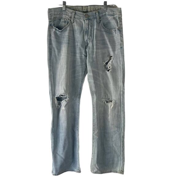 American Eagle Men's Size 32/30 Distressed Light Wash Original Bootcut Jeans - Picture 1 of 9